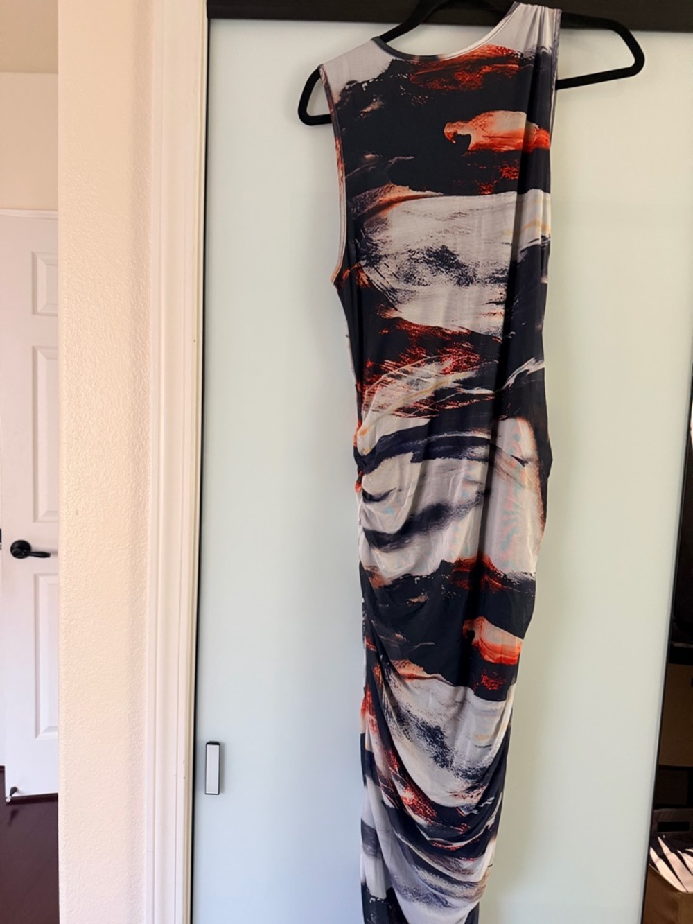 Abstract Print Sleeveless Maxi Dress
